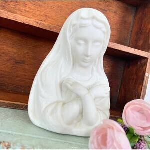 Vintage Porcelain Bisque Blessed Mother Night Light Lamp Taiwan Sanmyro Foil